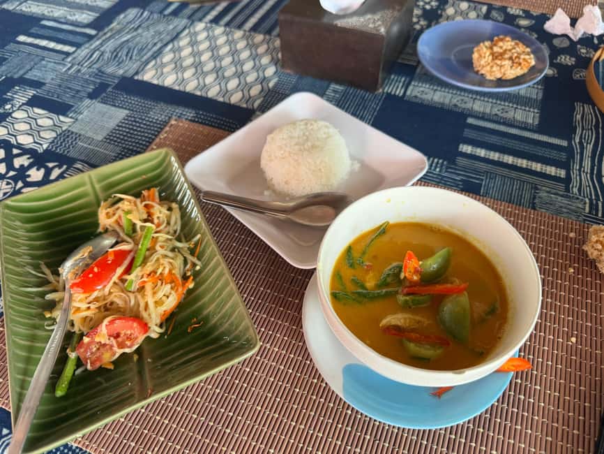 Ao Nang: Authentic Thai Local Cooking Class - Sitting down to eat what you made