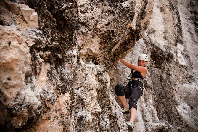 Beginner's Full Day Rock Climbing and Caving Tours at Railay Beach in Krabi - Check-in, gear fitting, and the trip to Railay